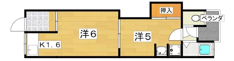 びいどろ荘(2K/2階)の間取り写真