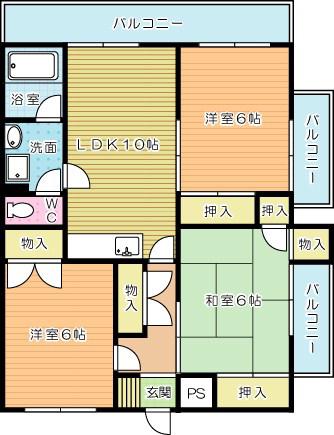 北方ハヤシビル(3LDK/5階)の間取り写真