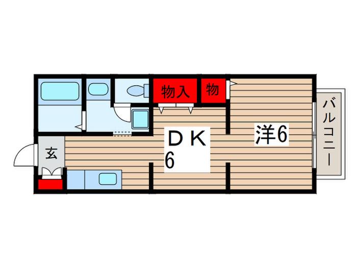 ヒルトップ稲毛(1DK/1階)の間取り写真