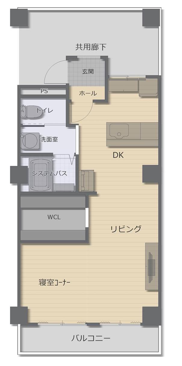 渡部ビル(1LDK/3階)の間取り写真