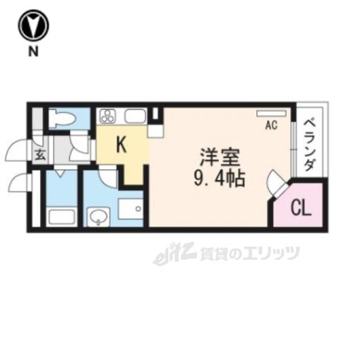 レオネクストイン園部(1K/2階)の間取り写真