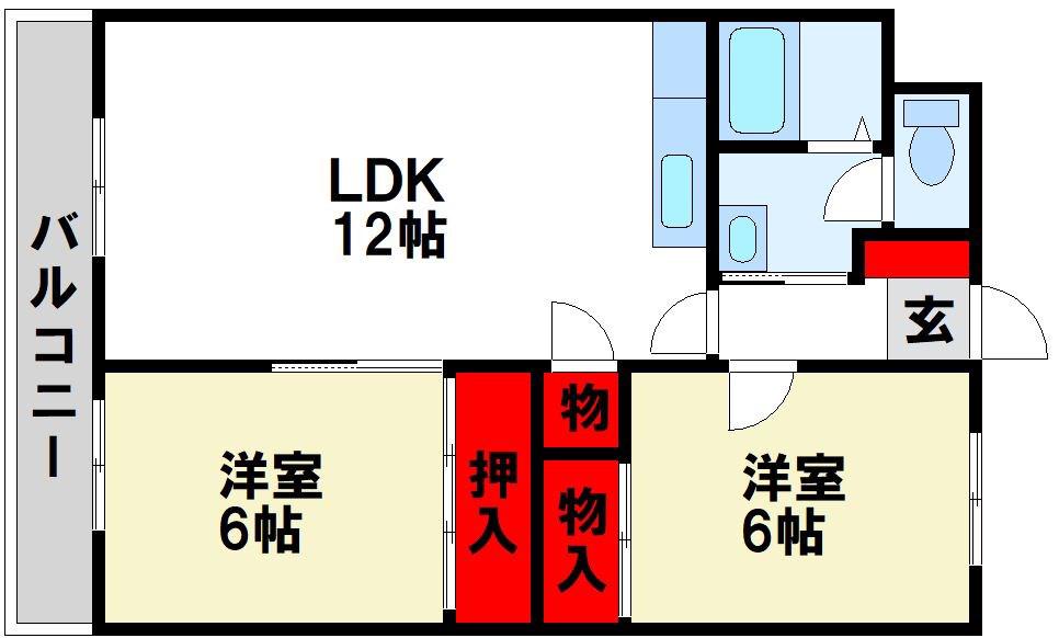 パールシャトー(2LDK/6階)の間取り写真