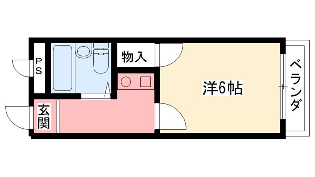 パレス甲子園(1K/2階)の間取り写真