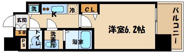 ララプレイス神戸西元町(1K/5階)の間取り写真