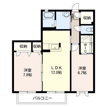 グランベリーコートA(2LDK/2階)の間取り写真