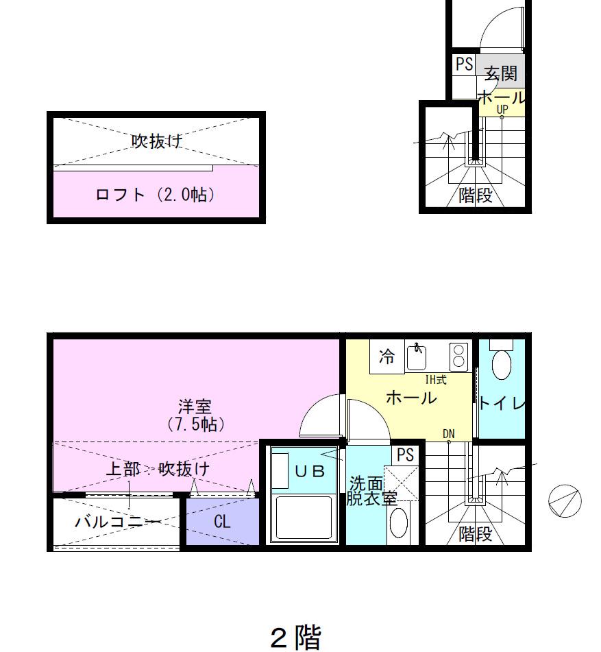 サラブレッドIII(ワンルーム/2階)の間取り写真