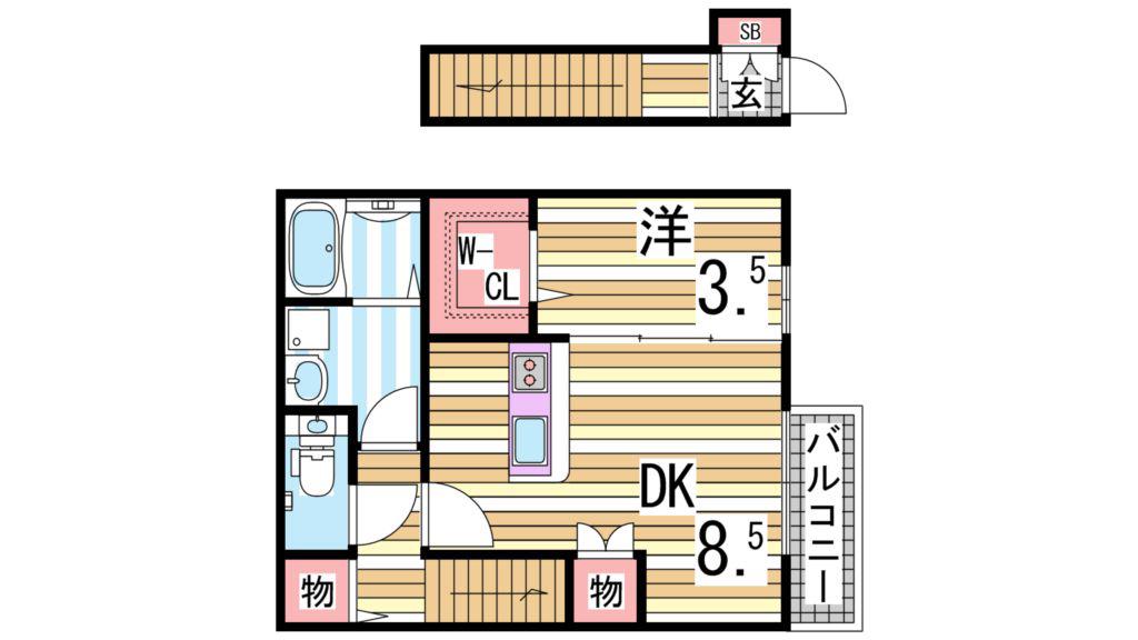 ソフィアコート(1DK/2階)の間取り写真