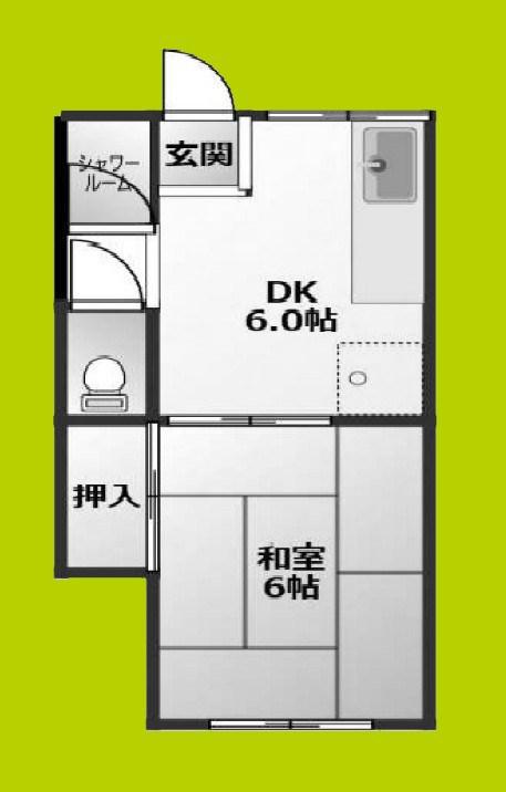 八千代マンション(1DK/2階)の間取り写真