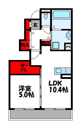 D-ROOM唐原A棟(1LDK/1階)の間取り写真