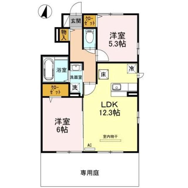 ファヴォーレIII(2LDK/1階)の間取り写真