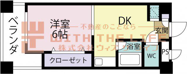 吉武ビル(1DK/3階)の間取り写真