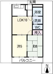 アクアシティ(2DK/2階)の間取り写真
