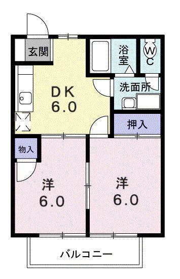 エスポワールエル(2DK/2階)の間取り写真