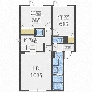 セジュールパレ(2LDK/2階)の間取り写真