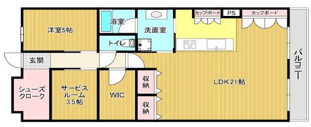ローレルコート西本町(2LDK/2階)の間取り写真