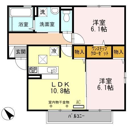コンフォート上原田 A棟(2LDK/1階)の間取り写真
