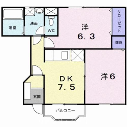 アヴニ-ル・ハルⅢ(2DK/1階)の間取り写真