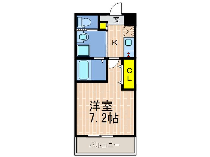 ワコーレヴィータ旗塚通(1K/1階)の間取り写真
