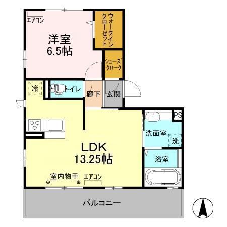 PIXIE HOLLOW B棟(1LDK/2階)の間取り写真