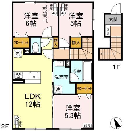 エテルナ II(3LDK/2階)の間取り写真