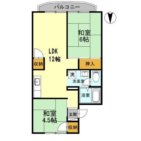 光陽ハイツ(2LDK/2階)の間取り写真
