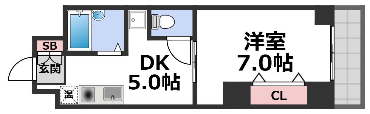 YKマンション(1DK/6階)の間取り写真
