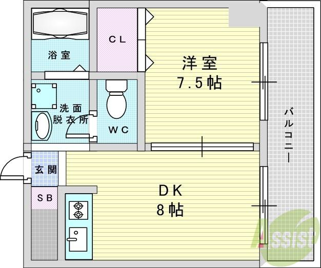 レクシア新大阪旧EK-RESIDENCE新大阪(1DK/11階)の間取り写真