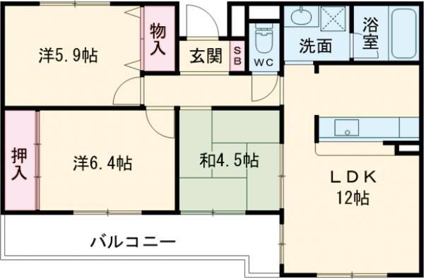 アーバンビレッジ香花園(3LDK/3階)の間取り写真