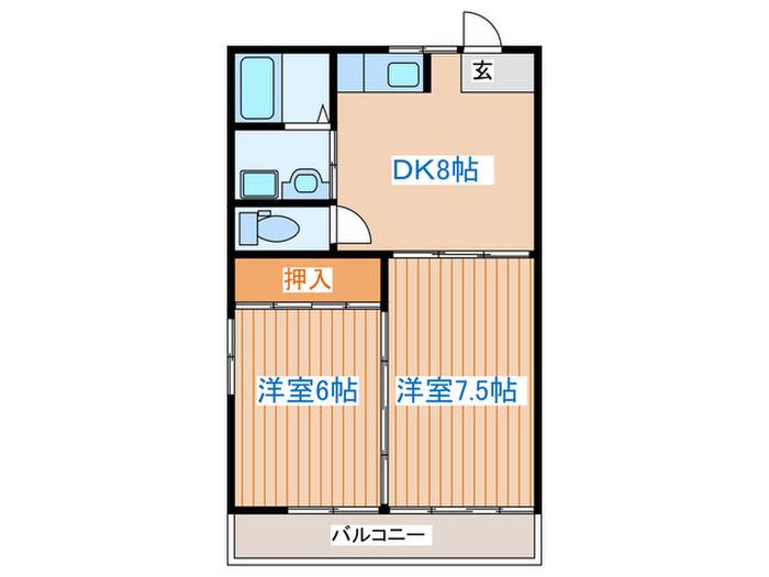 コーポクロサキ(2DK/2階)の間取り写真