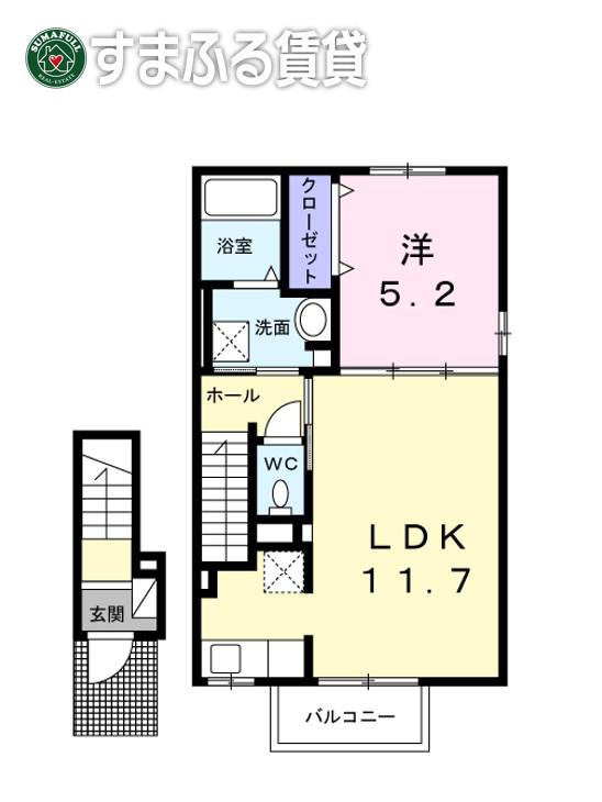 アビーダ(1LDK/2階)の間取り写真