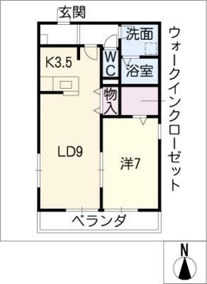 プランタン春岡(1LDK/1階)の間取り写真