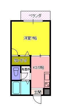 ウインズ7(1K/1階)の間取り写真