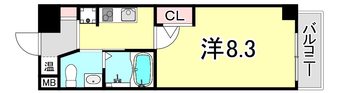 セレニテ西宮本町(1K/2階)の間取り写真