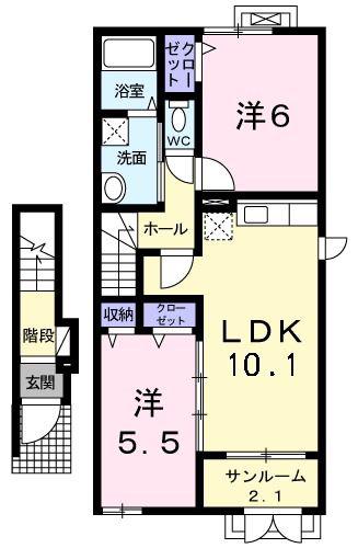 ボニート・ブリッサII(2LDK/2階)の間取り写真