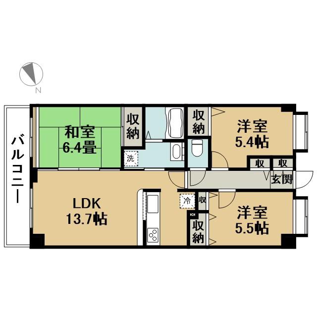 アイエヌ西葛西II(3LDK/7階)の間取り写真