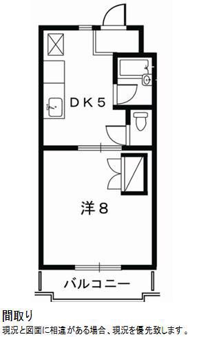 ドミールIII(1DK/3階)の間取り写真