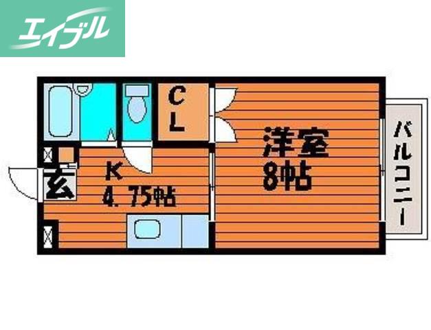 コーポさとうII(1K/2階)の間取り写真