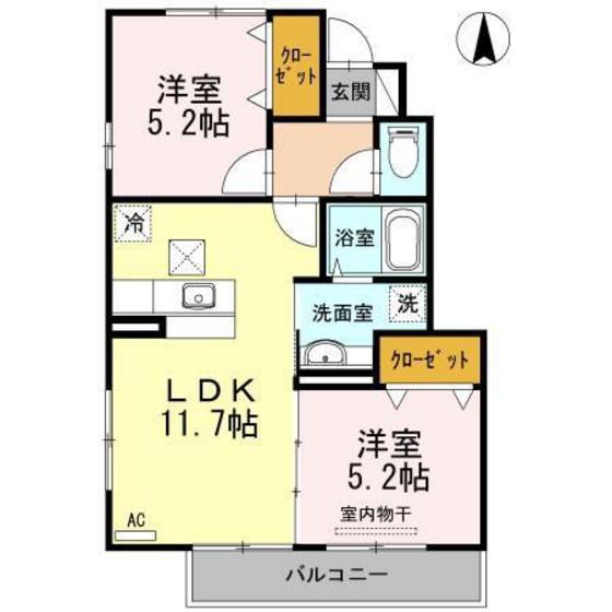 D-ROOMマスヤ(2LDK/1階)の間取り写真
