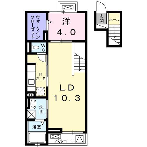 ウィンクルム(1LDK/4階)の間取り写真