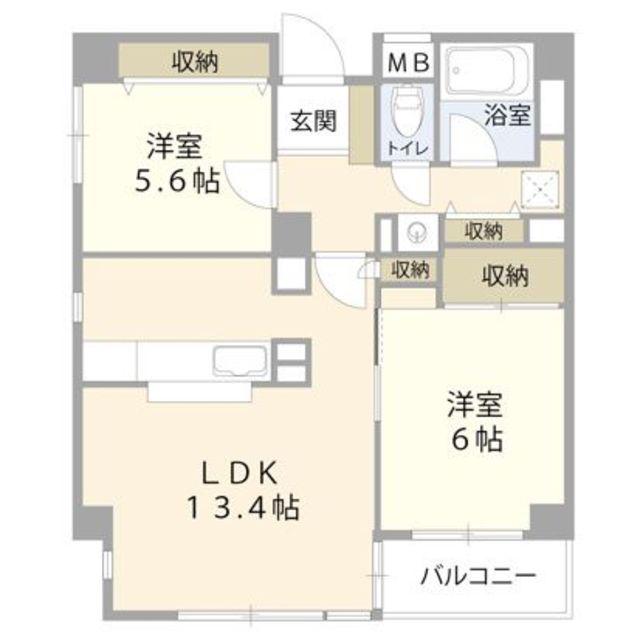 ビバリーホームズ立川(2LDK/3階)の間取り写真