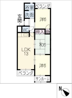 大谷ヒルズC(3LDK/4階)の間取り写真