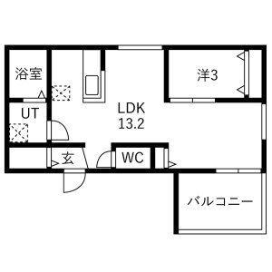 リトリート氷室(1LDK/3階)の間取り写真