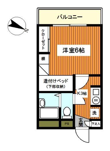 G・Aアーバン横濱(1K/3階)の間取り写真