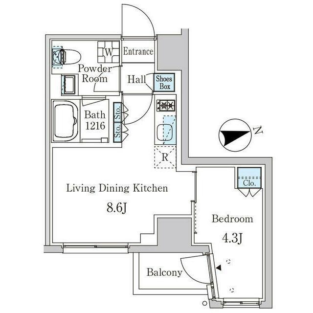 ザ・ライオンズフォーシア外神田 部屋番号205(1LDK/2階)の間取り写真