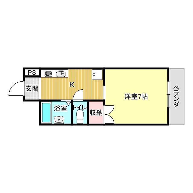 ウィンライフあやめ池(1K/4階)の間取り写真