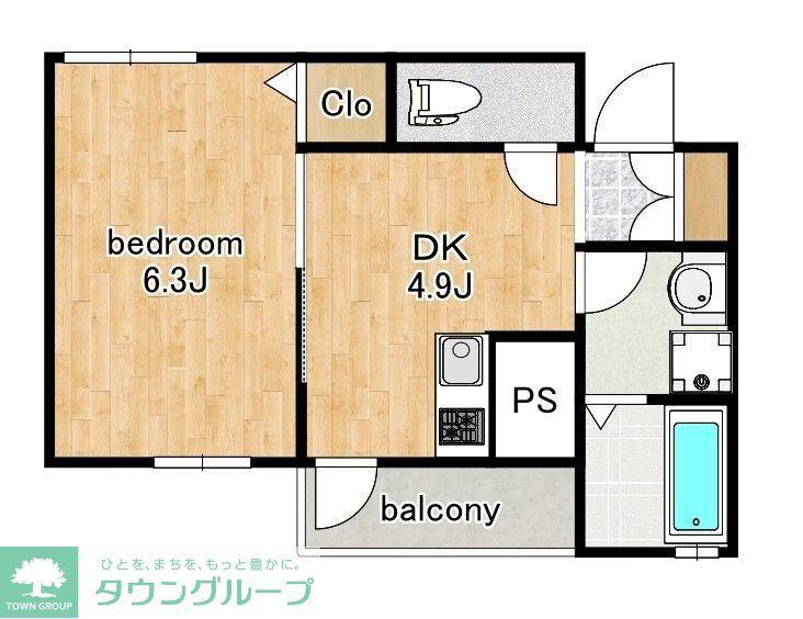 駒場ウェルビーイング(1DK/3階)の間取り写真