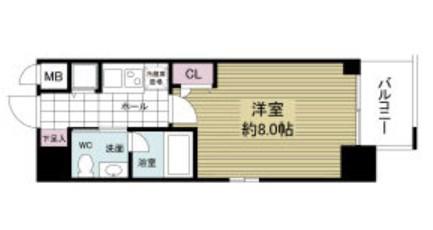 ISM谷町六丁目(1K/13階)の間取り写真