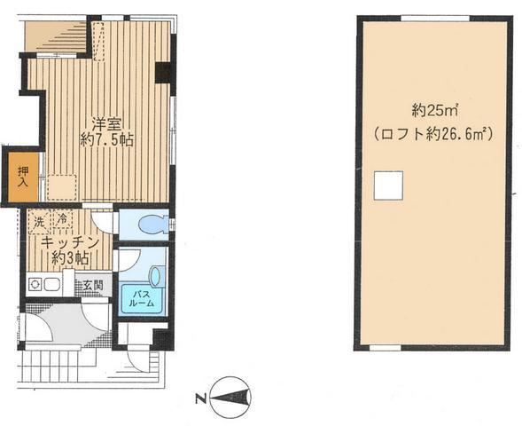 アルファコア(1K/4階)の間取り写真