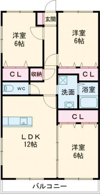 インペリアル上の原(3LDK/2階)の間取り写真