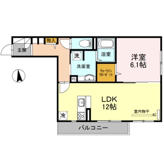 モメントブリーシュフル(1LDK/2階)の間取り写真